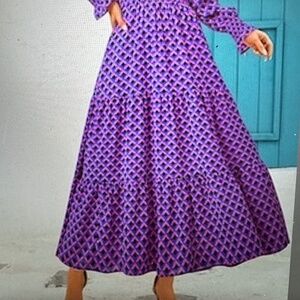 Women's Floral Maxi Dress, Long Sleeve ,V Neck